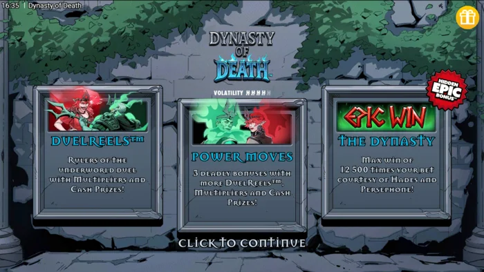 Dynasty of Death - hlavné menu hry